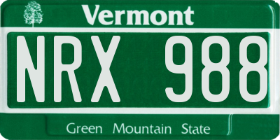 VT license plate NRX988