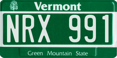 VT license plate NRX991
