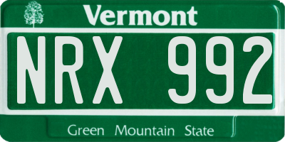 VT license plate NRX992