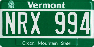 VT license plate NRX994