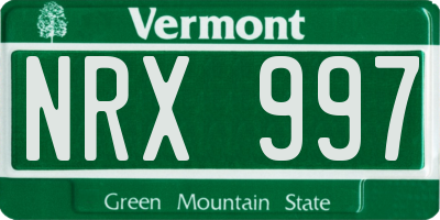 VT license plate NRX997