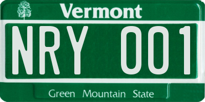 VT license plate NRY001