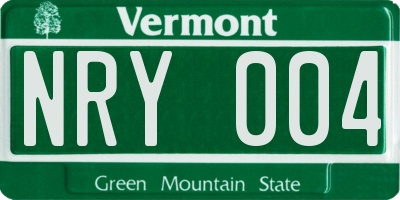 VT license plate NRY004