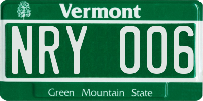 VT license plate NRY006