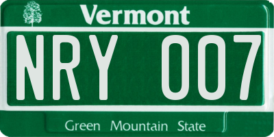 VT license plate NRY007