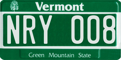 VT license plate NRY008