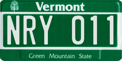 VT license plate NRY011