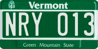 VT license plate NRY013