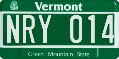 VT license plate NRY014