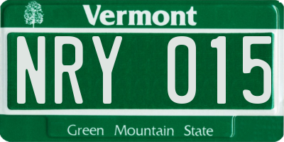 VT license plate NRY015