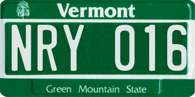 VT license plate NRY016