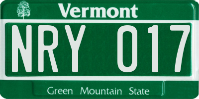 VT license plate NRY017