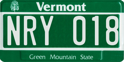 VT license plate NRY018
