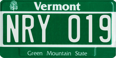 VT license plate NRY019