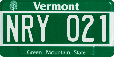 VT license plate NRY021