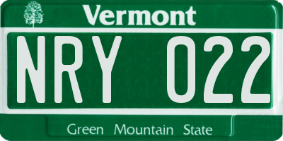 VT license plate NRY022