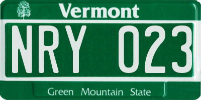 VT license plate NRY023