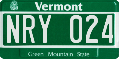 VT license plate NRY024