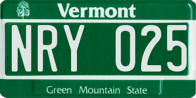 VT license plate NRY025