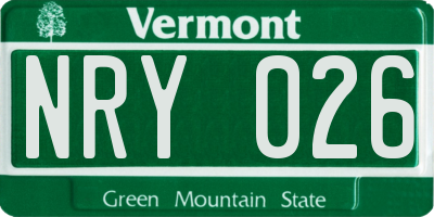 VT license plate NRY026