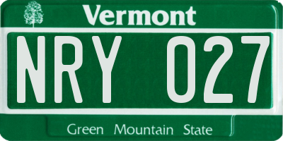 VT license plate NRY027