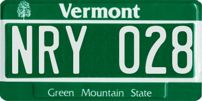 VT license plate NRY028