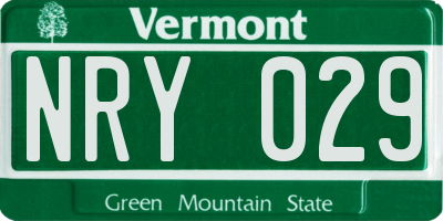 VT license plate NRY029