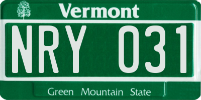 VT license plate NRY031