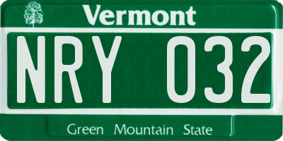 VT license plate NRY032
