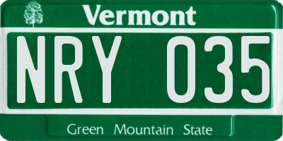 VT license plate NRY035