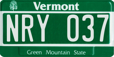 VT license plate NRY037