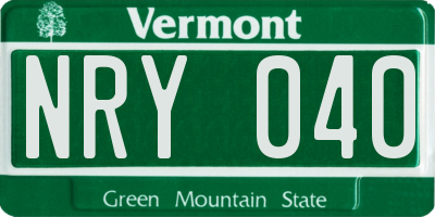 VT license plate NRY040