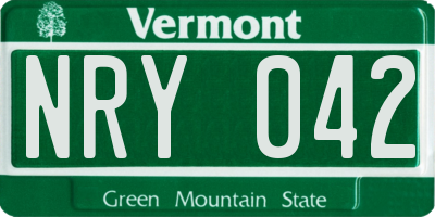 VT license plate NRY042