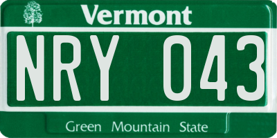VT license plate NRY043
