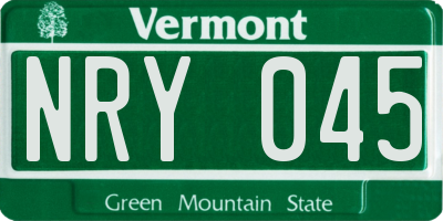 VT license plate NRY045