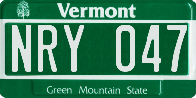 VT license plate NRY047