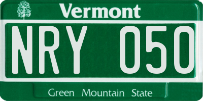 VT license plate NRY050
