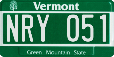 VT license plate NRY051