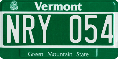 VT license plate NRY054