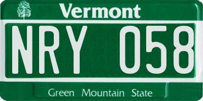 VT license plate NRY058
