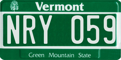 VT license plate NRY059