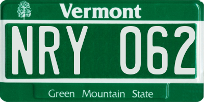 VT license plate NRY062