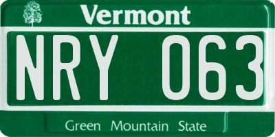 VT license plate NRY063