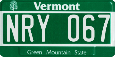 VT license plate NRY067