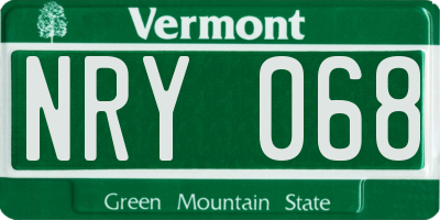 VT license plate NRY068