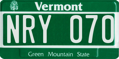 VT license plate NRY070