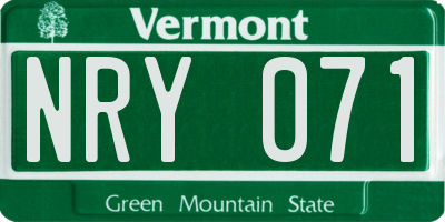 VT license plate NRY071