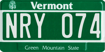 VT license plate NRY074