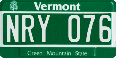 VT license plate NRY076