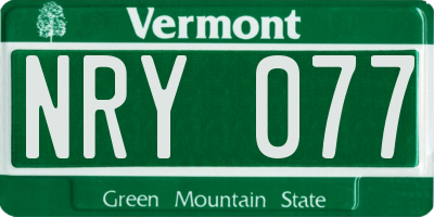 VT license plate NRY077